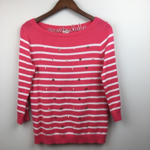 J. Crew Factory Sweaters - J. CREW FACTORY embellished breton striped sweater